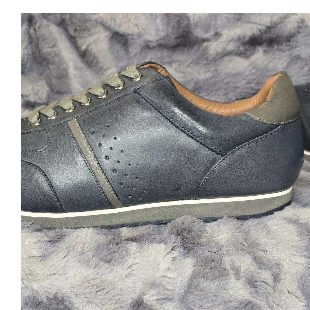 NWB‎ Thomas & Vine Fenway Wide Width Leather Sneakers Gray/Blue size 9.5
